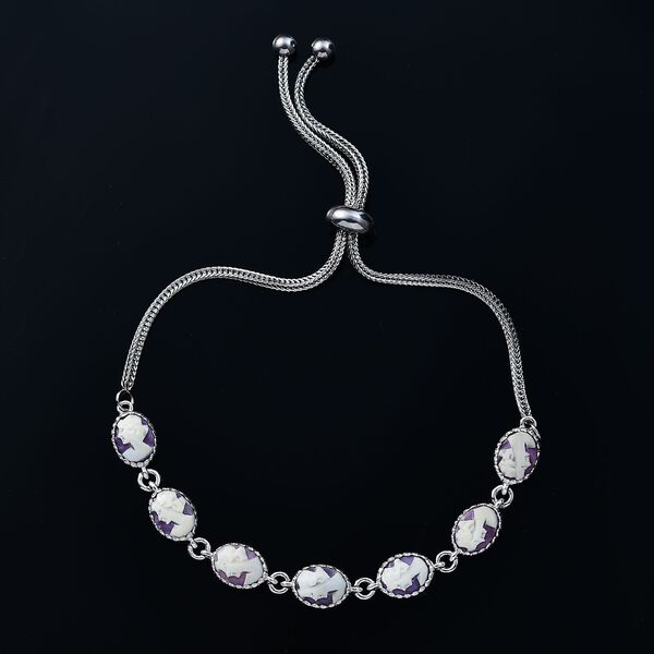 Italienische Kamee Armband aus Conch-Muschel in Silberton, 19cm image number 2