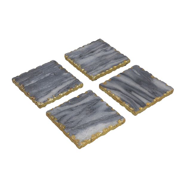 4er-Set, Marmor Untersetzer, quadratische Form, Grau image number 2