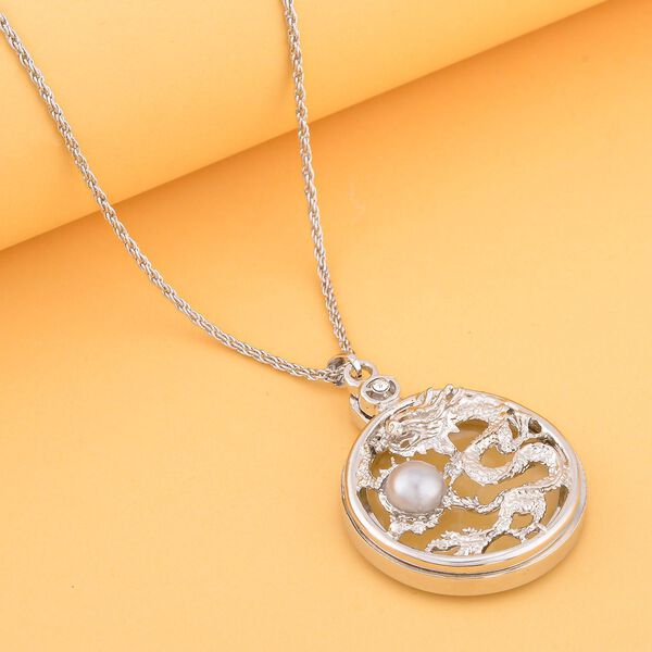 Perle und Kristall-Drachenmotiv-Anh&auml;nger mit 60+5cm Kette image number 1