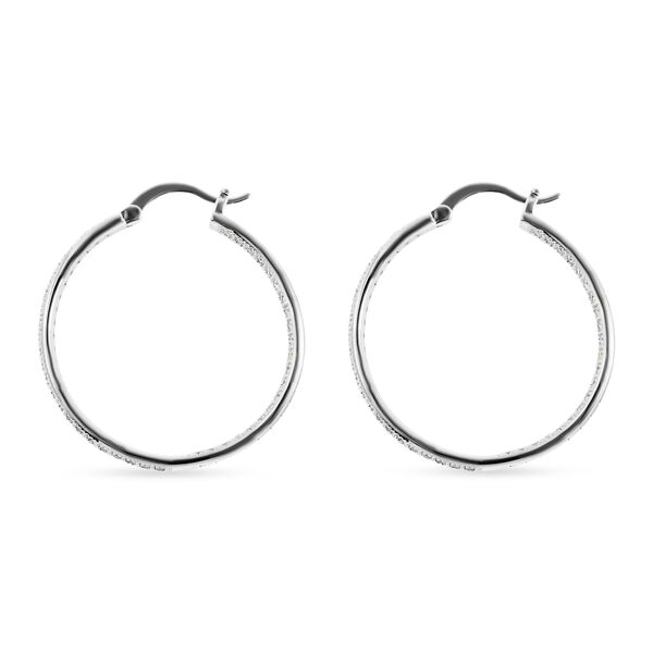 Wei&szlig;e Zirkonia-Creolen, reines Messing silberfarben ca. 2,10 ct image number 4