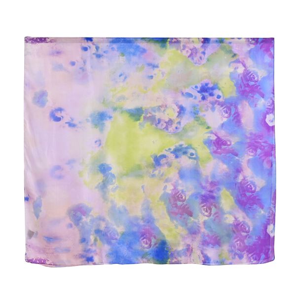  LA MAREY signature 100% silk scarf110*195cmweight:40gcolor:Blue leaves and pink floral patternsMaterial:100% Mulberry silk image number 6