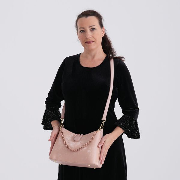 Crossbody Taschen Set 2 teilig mit Rei&szlig;verschlussfach und Innenfach 30 x 12 x 20 cm, Rosa image number 2