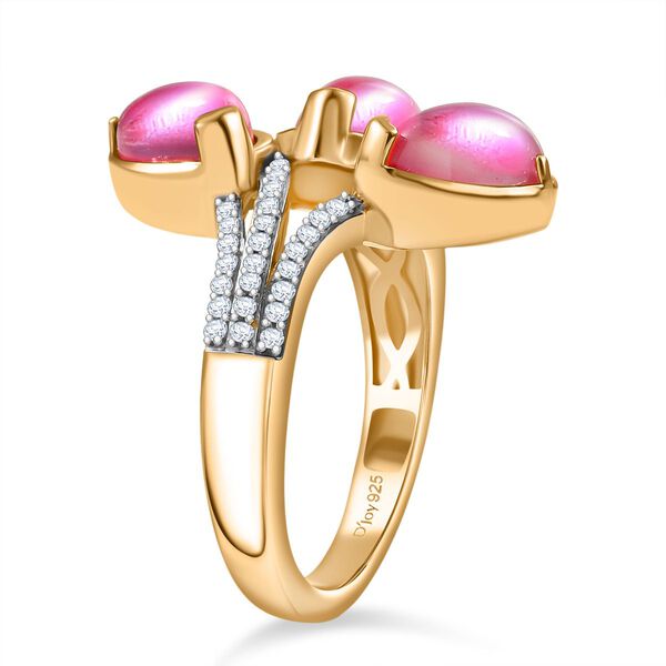 D'Joy Maulbeer Mondstein, Wei&szlig;er Zirkon Ring 925 Silber 750 Gelb Vergoldet (Gr&ouml;&szlig;e 16.00) ca. 3,99 ct image number 5