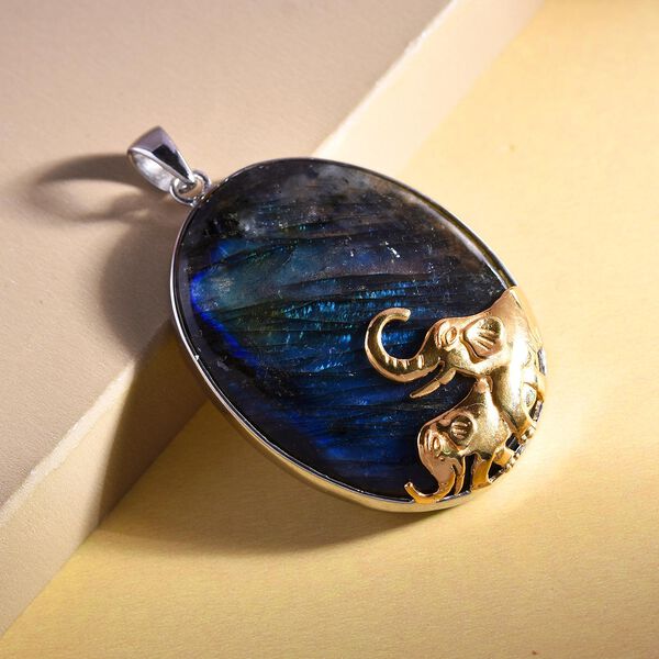 Labradorit Anh&auml;nger 925 Silber bicolor ca. 74,24 ct image number 3