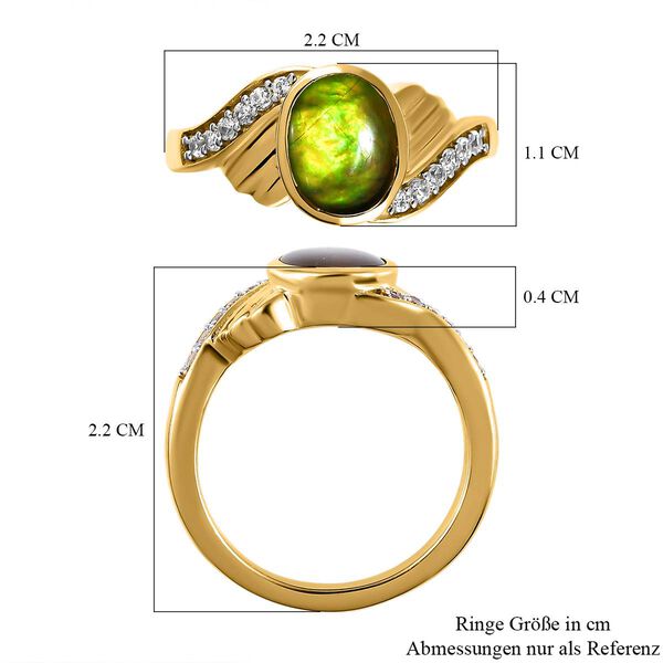 Kanadischer Ammolit und weißer Zirkon-Ring - 1,80 ct. image number 7