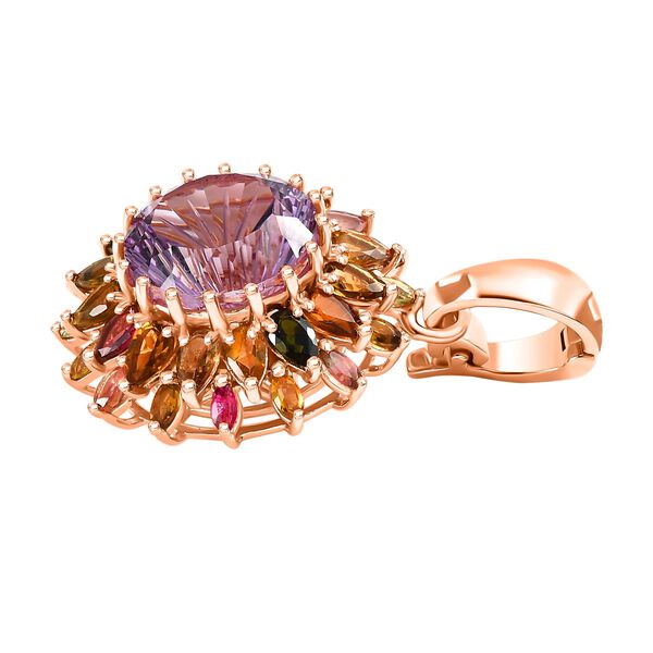 Hanabi Schliff - Rose De France Amethyst und mehrfarbiger Turmalin-Anh&auml;nger - 14,22 ct. image number 3
