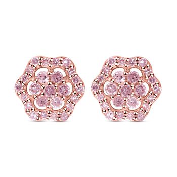 Nat&uuml;rliche, rosa Diamant-Ohrringe, 925 Silber Ros&eacute;gold Vermeil ca. 0.25 ct