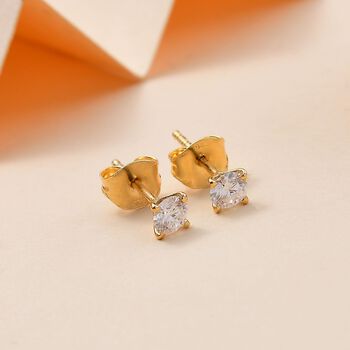 Moissanit Ohrringe, 925 Silber vergoldet - 0,45 ct.