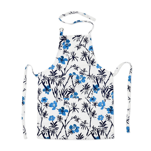 100% Baumwolle K&uuml;chen-Set, Sch&uuml;rze, Handschuh und Topflappen, Blumen, Wei&szlig; und Blau, 3 tlg. image number 4