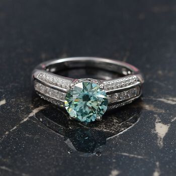 D'Joy blauer und wei&szlig;er Moissanit Ring - 2,29 ct.