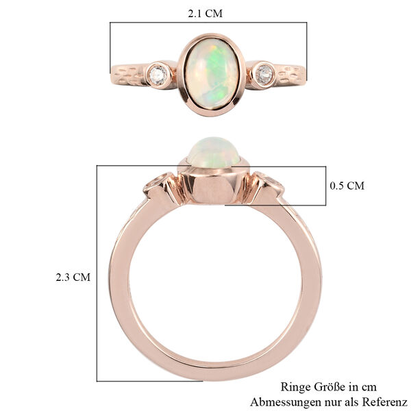 Nat&uuml;rlicher &Auml;thiopischer Opal und Zirkon Ring 925 Silber ros&eacute;vergoldet  ca. 0,64 ct image number 7