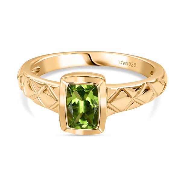 Peridot Ring 925 Silber vergoldet (Gr&ouml;&szlig;e 19.00) ca. 0,90 ct