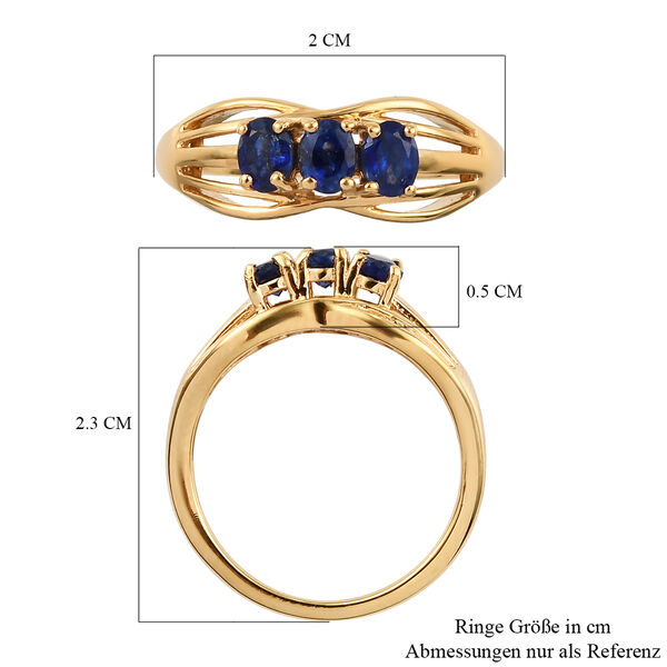 Masoala Saphir (Fissure gefüllt) 3 Stein Ring 925 Silber vergoldet image number 7