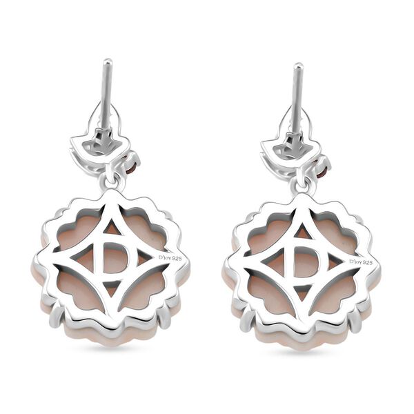 D'Joy Natürlicher Rosa Königsmuschel Perle, Roter Granat Ohrringe 925 Silber rhodiniert image number 5