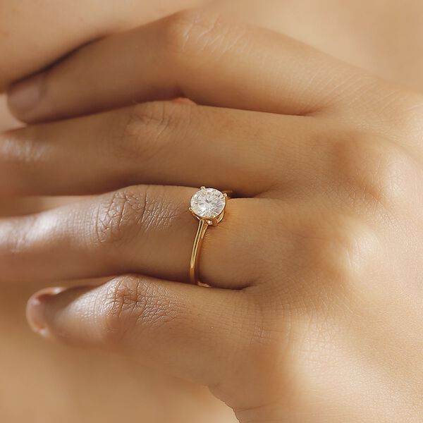 Moissanit Ring, 925 Silber vergoldet - 0,94 ct. image number 3