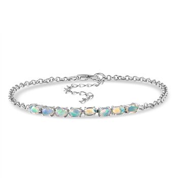 D'Joy AA nat&uuml;rliches, &auml;thiopisches Welo Opal 20cm Armband, 925 Silber platiniert - 1,53 ct.