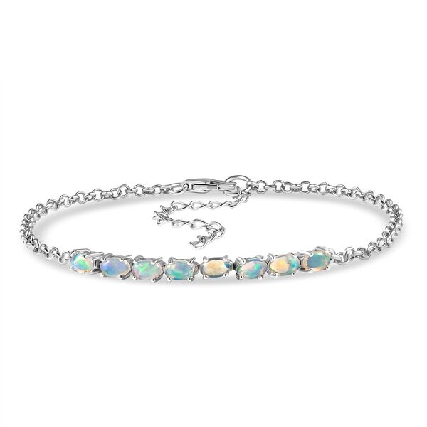 D'Joy AA nat&uuml;rliches, &auml;thiopisches Welo Opal 20cm Armband, 925 Silber platiniert - 1,53 ct.