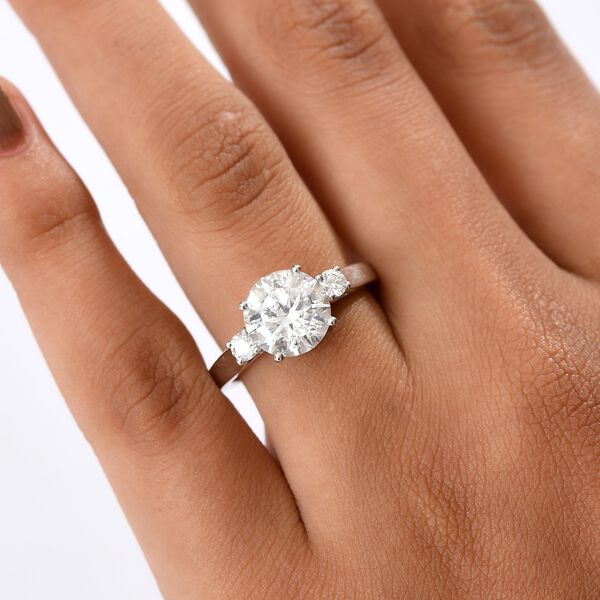 D'Joy 100 Facetten Moissanit Ring 925 Silber rhodiniert (Größe 20.00) ca. 2,80 ct image number 2