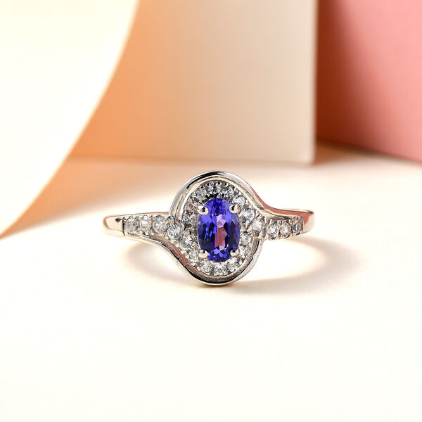 AAA Tansanit und Zirkon-Ring, 925 Silber platiniert, ca. 0.83 ct image number 2