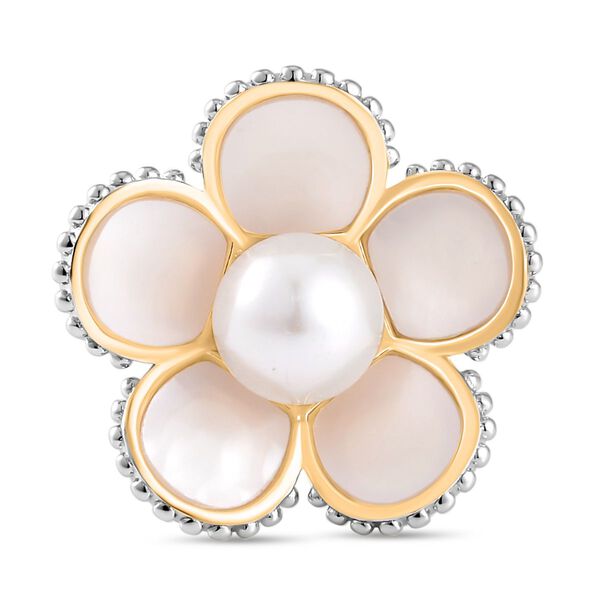 Wei&szlig;er S&uuml;&szlig;wasser Perle, Wei&szlig;er Perlmutt Ring, 925 Silber Bicolor (Gr&ouml;&szlig;e 18.00) image number 3