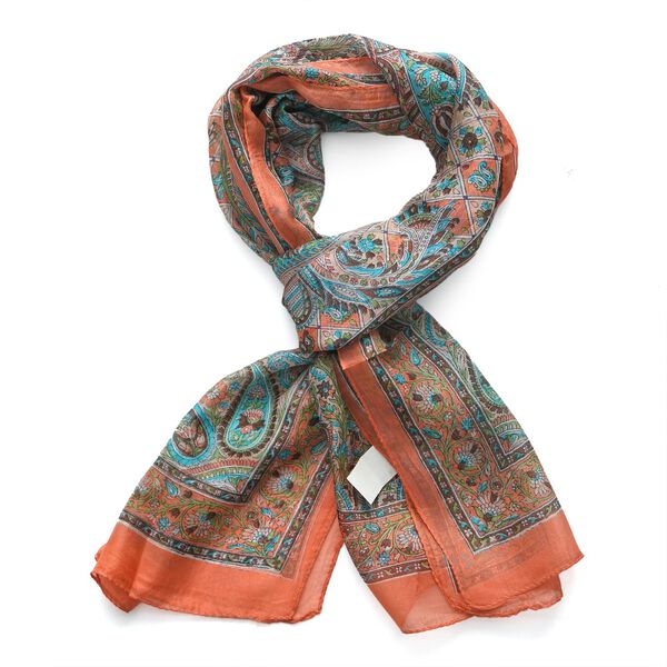 Geschmeidiger Luxuriöser 100% Seidenschal, orange image number 8