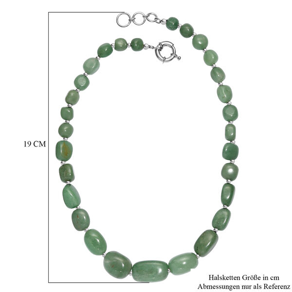 Gr&uuml;ner Aventurin Halskette ca. 45 cm Nickelfreies Messing platiniert ca. 320.00 ct image number 5