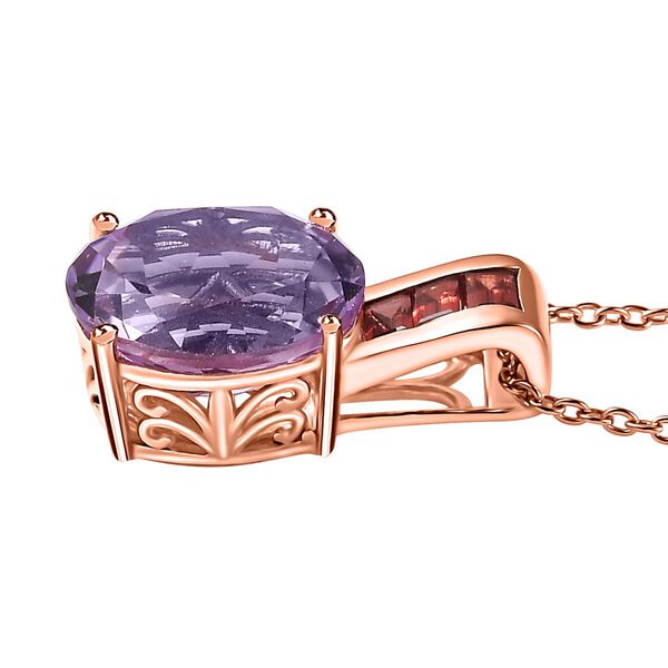 Royal Bali Kollektion- AA Rose De France Amethyst und roter Granat-Anh&auml;nger mit 50cm Kette - 5,12 ct. image number 4
