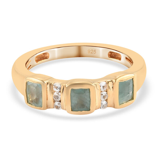 Grandidierit und Zirkon Trilogie Ring in Silber, 0,65 ct.