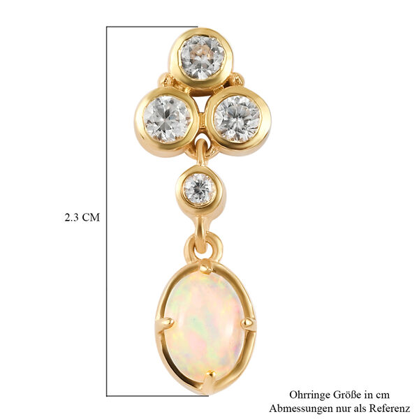 Nat&uuml;rlicher &Auml;thiopischer Opal und Zirkon Ohrh&auml;nger 925 Silber 585 Vergoldet ca. 2,25 ct&nbsp; image number 5