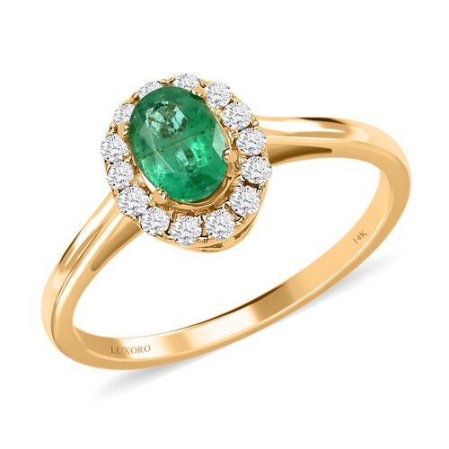 AAA Kagem Sambischer Smaragd, Weißer Diamant Ring 585 Gold (Größe 17.00) ca. 1,05 ct image number 0