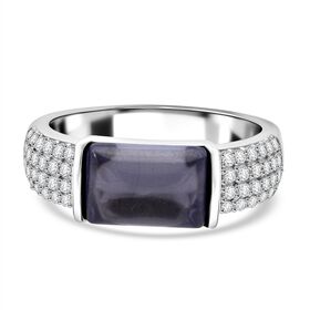 Lustro Stella Blauer Zirkonia, Weißer Zirkonia Ring 925 Silber rhodiniert (Größe 21.00)