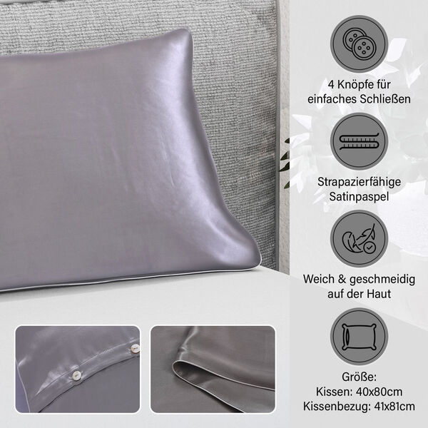 Serenity Night Daunenkissen und Seidenkissenbezug, 40x80 cm, Grau image number 2