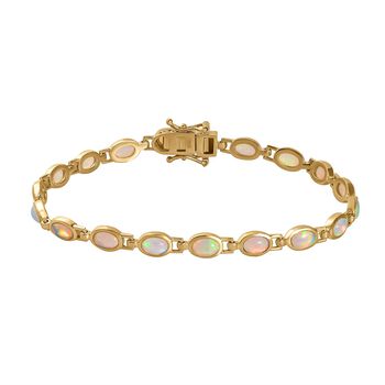 Nat&uuml;rliches, &auml;thiopisches Welo Opal-Armband, ca. 19 cm, 925 Silber vergoldet, ca. 5.76 ct