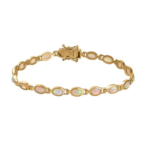 Natürliches, äthiopisches Welo Opal-Armband, 925 Silber vergoldet, ca. 5.76 ct image number 0