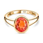 Padparadscha Quarz Triplette Ring 925 Silber 750 Gelbgold Vermeil (Gr&ouml;&szlig;e 17.00) ca. 2,02 ct