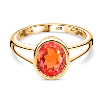Padparadscha Quarz Triplette Ring 925 Silber 750 Gelbgold Vermeil (Gr&ouml;&szlig;e 17.00) ca. 2,02 ct