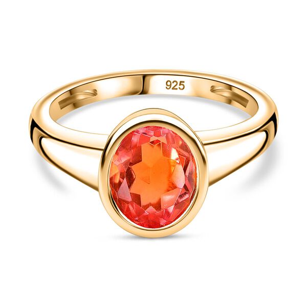 Padparadscha Quarz Triplette Ring 925 Silber 750 Gelbgold Vermeil (Gr&ouml;&szlig;e 17.00) ca. 2,02 ct image number 0