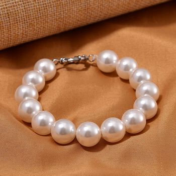 Wei&szlig;es Muschelkernperle Armband