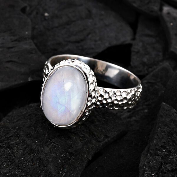 Royal Bali - Regenbogen Mondstein Ring, 925 Silber (Gr&ouml;&szlig;e 16.00) ca. 6.01 ct image number 1