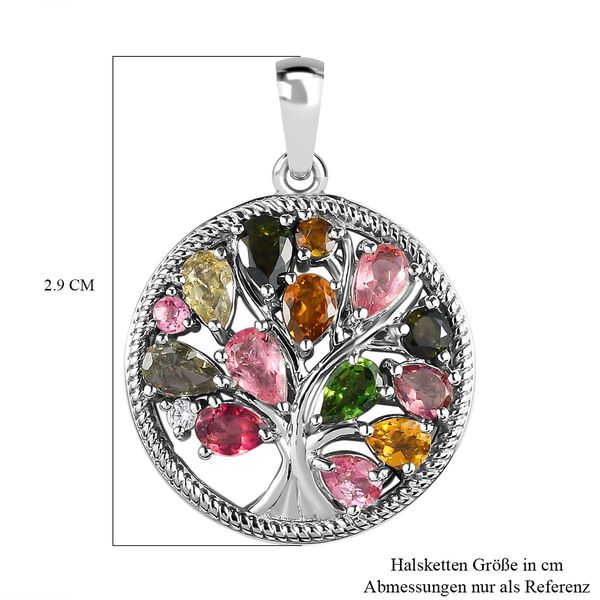 Nat&uuml;rlicher Mehrfach-Turmalin Lebensbaum-Anh&auml;nger, 925 Silber platiniert, 2,10 ct. image number 6