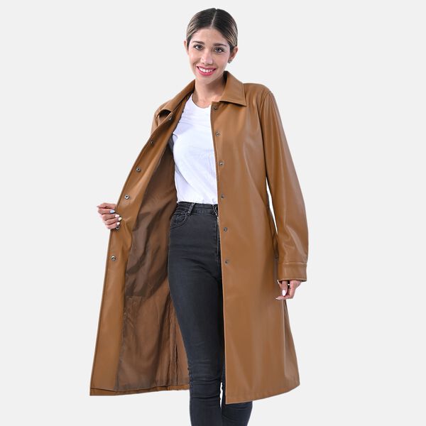 LA MAREY: Kunstleder Mantel, Gr&ouml;&szlig;e L, Kamel image number 4