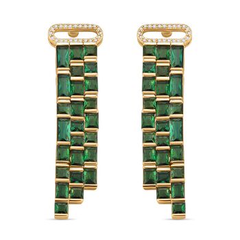 Wei&szlig;er Zirkonia, Glas Ohrringe, Nickelfreies Messing goldfarben