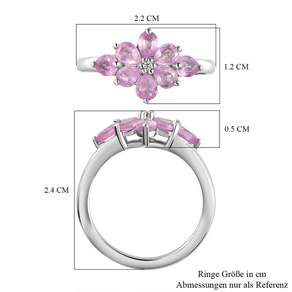 Ilakaka Rosa Saphir und wei&szlig;er Zirkon-Ring, 925 Silber platiniert (Gr&ouml;&szlig;e 17.00) ca. 1,65 ct image number 7