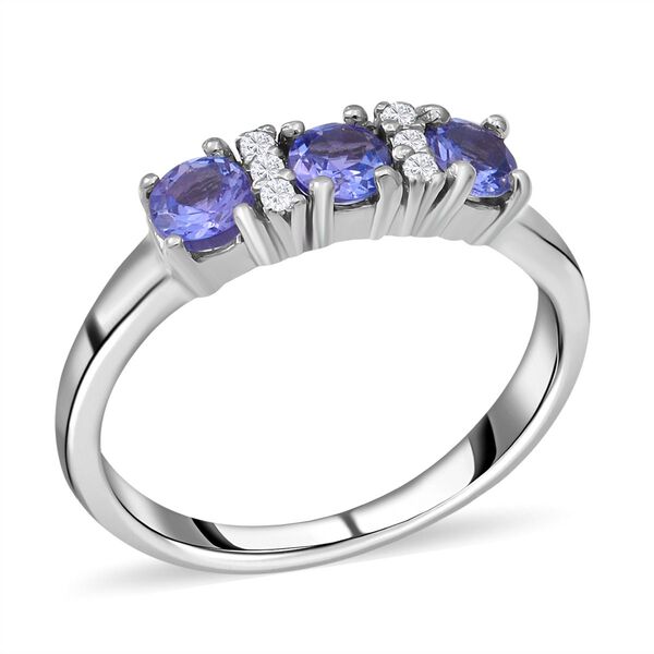 Tansanit und wei&szlig;er Zirkon-Ring, 925 Silber platiniert  ca. 0,86 ct image number 3