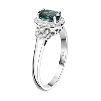 LUXORO zertifiziert und gepr&uuml;ft AAA Pirineu Lagoon Tourmalin und Diamant Ring in 585 Wei&szlig;gold - 1,10 ct.