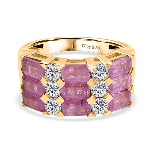 D’joy Ilakaka Rosa Saphir (Fissure gefüllt), Moissanit Ring 925 Silber 750 Gelbgold Vermeil (Größe 17.00) ca. 5,12 ct image number 0