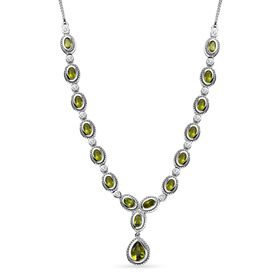 AAA Natürliche, italienische Vesuvianit Halskette ca. 45 cm 925 Silber platiniert ca. 7.06 ct