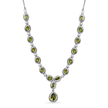 AAA Nat&uuml;rliche, italienische Vesuvianit Halskette ca. 45 cm 925 Silber platiniert ca. 7.06 ct