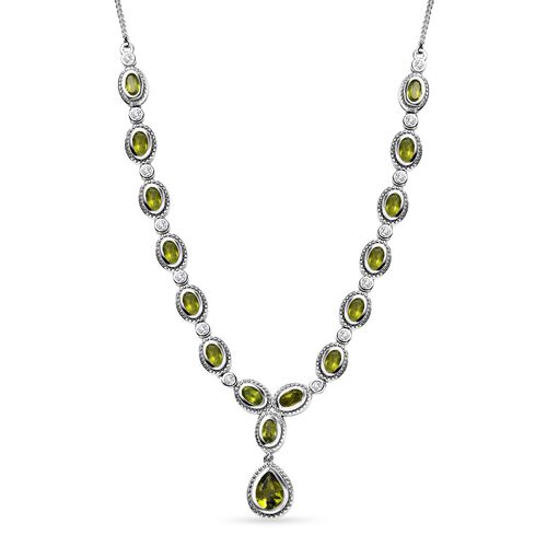 AAA Natürliche, italienische Vesuvianit Halskette ca. 45 cm 925 Silber platiniert ca. 7.06 ct image number 0