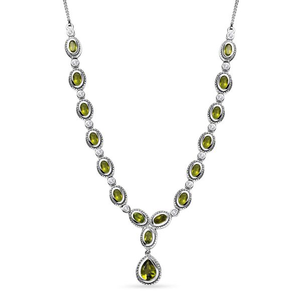 AAA Nat&uuml;rliche, italienische Vesuvianit Halskette ca. 45 cm 925 Silber platiniert ca. 7.06 ct